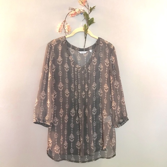 Bohemian blouse | boho top | pink gray blouse - Picture 2 of 8